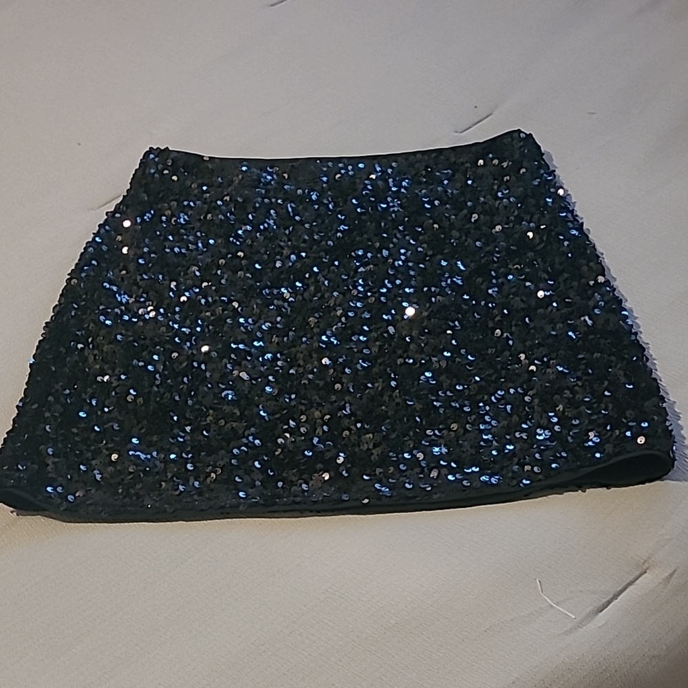 Black Sequin Mini Skirt